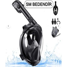 PremiumPort Tam Yüz Siyah Dalış Maskesi ve Şnorkel, 360° Görüntü, Anti Sızıntı