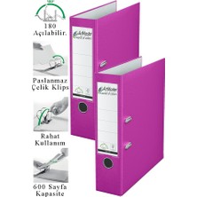 ArtMaster Büro Klasörü Pembe Geniş 2 Adet Plastik Geniş Pembe Klasör Halkalı Paslanmaz Çelik Klipsli Ofis Büro