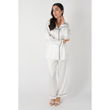 Homay 2’li Ara Biyeli Düğmeli Saten Pijama Takımı