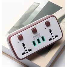 abnturk Yüksek Enerji Ihtiyaçları Için Verimli 3 USB Girişli Aç Kapa Tuşlu Çoklu Priz