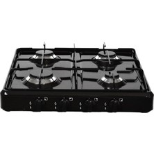 abnturk Doğalgazlı Ocak 4 Gözlü Siyah Renk Doğalgaz Uyumlu Set Üstü Ocak Önden Düğmeli Model