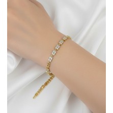 Hoolya Design Xuping Modern Tasarım Zirkon Taşlı Kuyumcu Serisi 14K Gold Premium Bileklik 17CM + 2cm Ayarlı