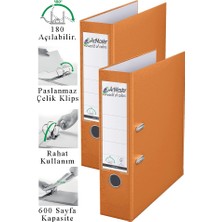 ArtMaster Büro Klasörü Turuncu Geniş 2 Adet Plastik Geniş Turuncu Klasör Halkalı Paslanmaz Çelik Klipsli Ofis Büro