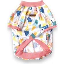 Feyza Design Sevimli Dondurma Desenli Köpek T-Shirt, Rahat ve Şık Tasarım