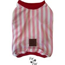 Feyza Design Pembe Beyaz Çizgili Köpek ve Kedi Tişörtü, Rahat ve Şık Tasarım