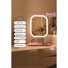 PremiumPort Şarjlı LED Işıklı Makyaj Aynası, Dokunmatik, Oynar Başlıklı, 3 Mod, USB