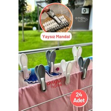 PremiumPort 24'lü Modern Kırılmaz Mandal Seti, Gri ve Beyaz Renkli