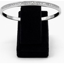 Pangu Sıralı Zirkon Taş Detaylı Gümüş Renk Çelik Kelepçe Bilezik