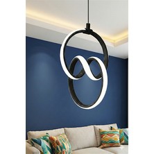 Ece Aydınlatma Orko Siyah Kasa Beyaz Işıklı Modern LED Avize