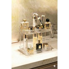 PremiumPort Çift Katlı Makyaj Organizeri, Kozmetik ve Aksesuar Düzenleyici, Banyo Rafı