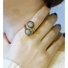 Esha Doğal Taş Güneş 2'li Doğal Taşlı Antik Model Kadın Ayarlanabillir Yüzük EUY90GNS