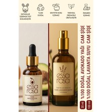 Essa Rosa Avokado Yağı Cam Şişe 30 ml - Lavanta Suyu Cam Şişe 100 ml - Vegan - Doğal Saf 2 Li Set