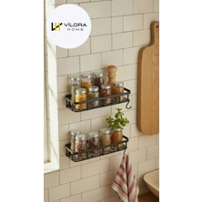 PremiumPort Kendinden Yapışkanlı 2'li Mutfak Rafı Organizer ve 4 Adet Askı Hediye