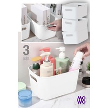 Teknotrust Set Halinde 3 Adet Beyaz Dolap Içi Düzenleyici Sepet ve Saklama Kutusu