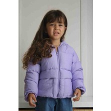 Tude Kids Kapüşonlu Elyaf Dolgulu Su ve Rüzgar Geçirmez Kız Çocuk Montu