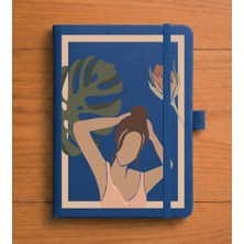 Adasena Tarihsiz 192 Sayfa Mini Termo Defter Baskılı Desenli 9X14 cm Lacivert - Yaz Kızı
