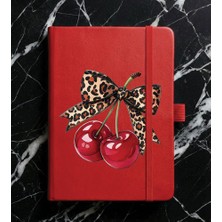 Adasena Tarihsiz 192 Sayfa Mini Termo Defter Baskılı Desenli 9X14 cm Kırmızı - Leoparlı Kiraz