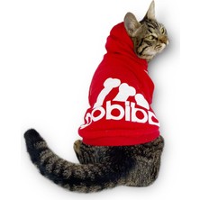 Feyza Design Kırmızı Kapşonlu Kedi Sweatshirt, Rahat ve Şık Kedi Kazağı