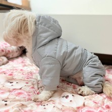 Feyza Design Su Geçirmez Kapüşonlu Köpek Montu, Tulum Model, Şişme Görünümlü, Polar Astarlı