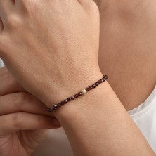 Nox Jewelry 14 Ayar Mikron Kaplama Doğal Yakut Taşlı Gümüş Bileklik - BGS00108