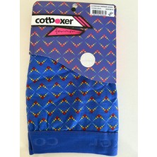 Cotboxer Pamuklu Desenli Erkek Boxer Nefes Alabilen Kumaş Yapısı Mavi Asorti Model Desenli - S