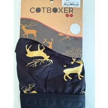 Cotboxer Pamuklu Desenli Erkek Boxer Nefes Alabilen Kumaş Yapısı Geyikli Model 2xl - Desenli