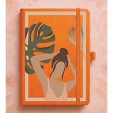 Adasena Tarihsiz 192 Sayfa Mini Termo Defter Baskılı Desenli 9X14 cm Turuncu - Yaz Kızı