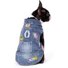 Feyza Design Koyu Kar Yıkama Denim Köpek Yeleği, Şık ve Rahat Tasarım