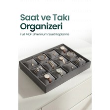 PremiumPort 12 Bölmeli Kadife Saat ve Bileklik Kutusu, Şık Takı Organizeri