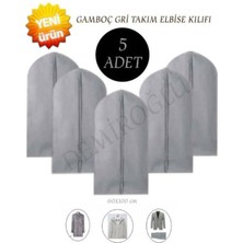 PremiumPort 5 Adet Gri Takım Elbise Kilifi, Şık ve Pratik Kullanımlı Ürün