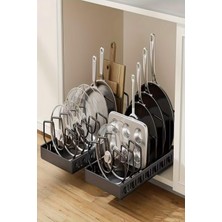 PremiumPort Sürgülü Metal Mutfak Rafı, Tencere ve Araçlar Için Pratik Düzenleme