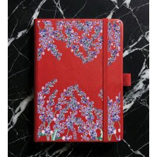 Adasena Tarihsiz 224 Sayfa Termo Defter Baskılı Desenli 13X21 cm Kırmızı - Lavanta Bahçesi