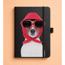 Adasena Tarihsiz 224 Sayfa Termo Defter Baskılı Desenli 13X21 cm Siyah - Jack Russell