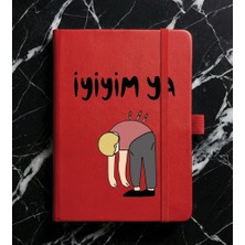 Adasena Tarihsiz 224 Sayfa Termo Defter Baskılı Desenli 13X21 cm Kırmızı - Iyiyim Ya