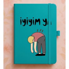 Adasena Tarihsiz 224 Sayfa Termo Defter Baskılı Desenli 13X21 cm Turkuaz - Iyiyim Ya