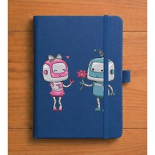 Adasena Tarihsiz 192 Sayfa Mini Termo Defter Baskılı Desenli 9X14 cm Lacivert - Robotların Aşkı