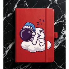 Adasena Tarihsiz 224 Sayfa Termo Defter Baskılı Desenli 13X21 cm Kırmızı - Astronot