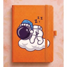 Adasena Tarihsiz 192 Sayfa Mini Termo Defter Baskılı Desenli 9X14 cm Turuncu - Astronot