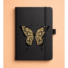 Adasena Tarihsiz 224 Sayfa Termo Defter Baskılı Desenli 13X21 cm Siyah - Kelebek