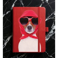 Adasena Tarihsiz 192 Sayfa Mini Termo Defter Baskılı Desenli 9X14 cm Kırmızı - Jack Russell
