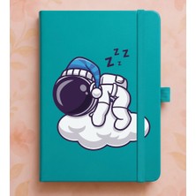 Adasena Tarihsiz 224 Sayfa Termo Defter Baskılı Desenli 13X21 cm Turkuaz - Astronot