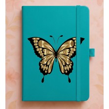 Adasena Tarihsiz 192 Sayfa Mini Termo Defter Baskılı Desenli 9X14 cm Turkuaz - Kelebek