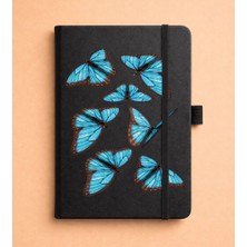 Adasena Tarihsiz 192 Sayfa Mini Termo Defter Baskılı Desenli 9X14 cm Siyah - Mavi Kelebekler