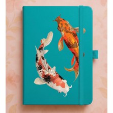 Adasena Tarihsiz 224 Sayfa Termo Defter Baskılı Desenli 13X21 cm Turkuaz - Koi Balığı
