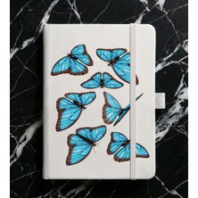 Adasena Tarihsiz 224 Sayfa Termo Defter Baskılı Desenli 13X21 cm Beyaz - Mavi Kelebekler