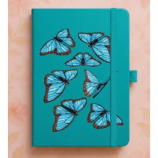 Adasena Tarihsiz 192 Sayfa Mini Termo Defter Baskılı Desenli 9X14 cm Turkuaz - Mavi Kelebekler