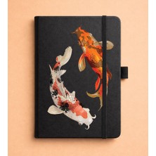 Adasena Tarihsiz 224 Sayfa Termo Defter Baskılı Desenli 13X21 cm Siyah - Koi Balığı