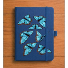 Adasena Tarihsiz 192 Sayfa Mini Termo Defter Baskılı Desenli 9X14 cm Lacivert - Mavi Kelebekler
