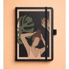Adasena Tarihsiz 224 Sayfa Termo Defter Baskılı Desenli 13X21 cm Siyah - Yaz Kızı