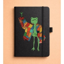 Adasena Tarihsiz 224 Sayfa Termo Defter Baskılı Desenli 13X21 cm Siyah - Hipster Kurbağa